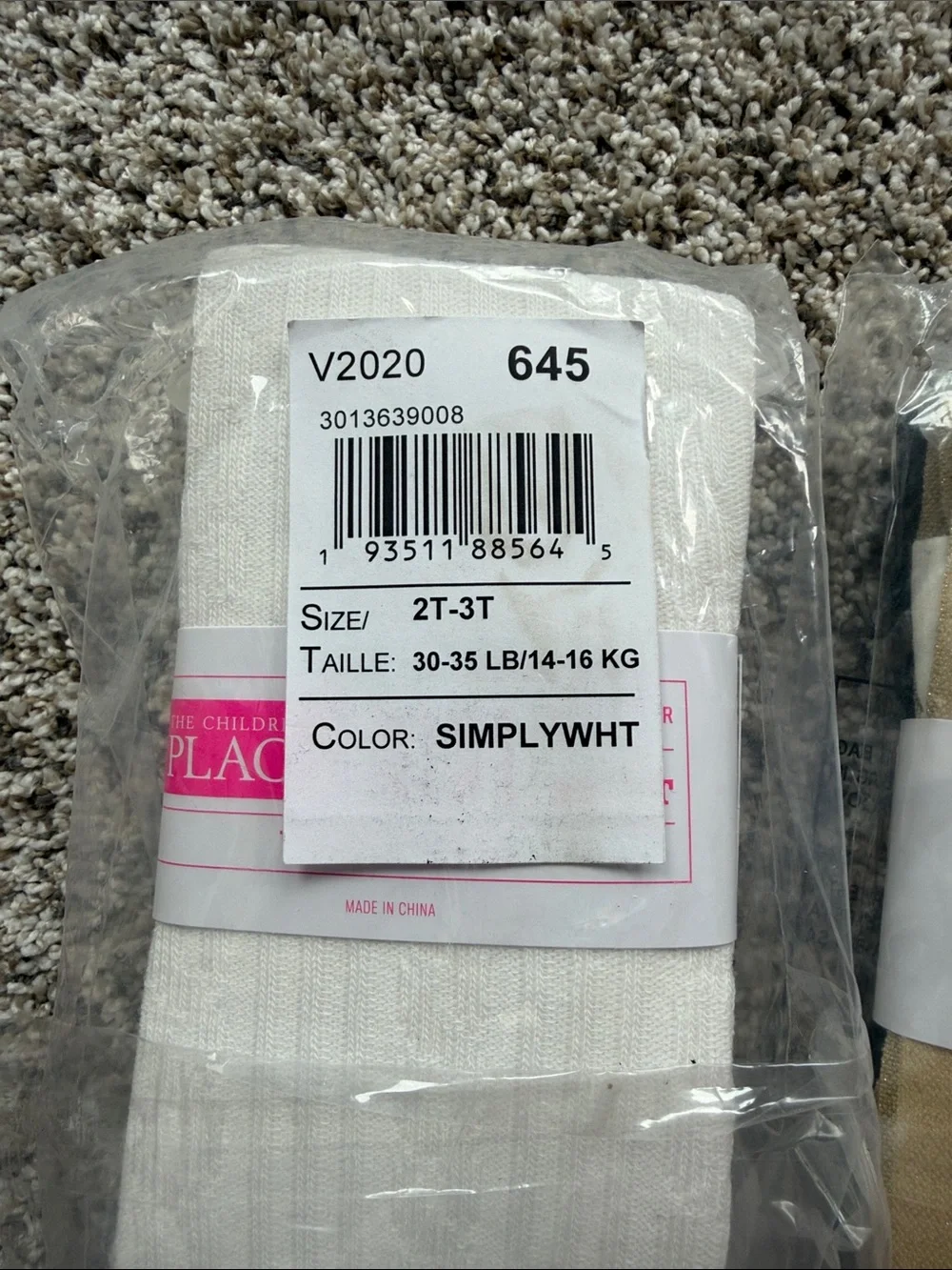 NWT 3 packs Children's Place/Gymboree Tights in White, Black, Cream, Gold 2T/3T